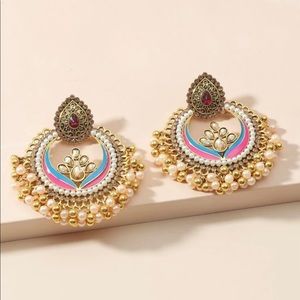 Faux Pearl Tassel Drop Earrings